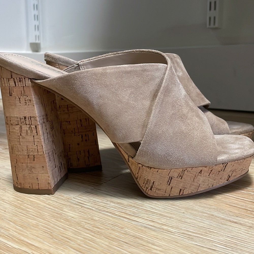 Charles By Charles David Block Heel Platform Sand… - image 1